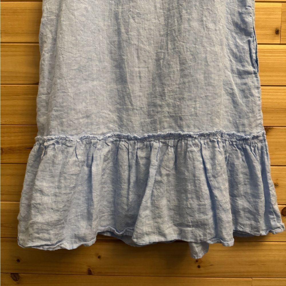 J McLaughlin Size Medium Maryann Linen Pintuck Blue Gingham Sleeveless Dress - Picture 10 of 13